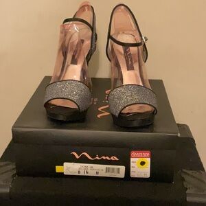 Brand New Black heels with colorful glitter all around size 8M